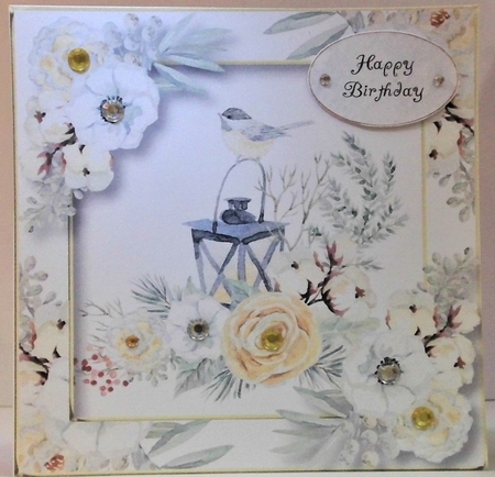 Winter Watercolour Birthday - Bird & Lamp 8x8 by Hazel Underwood