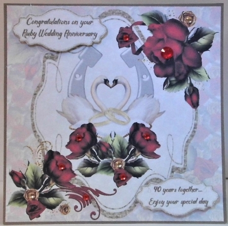 Ruby wedding  swans anniversary7x7 by Hazel Underwood