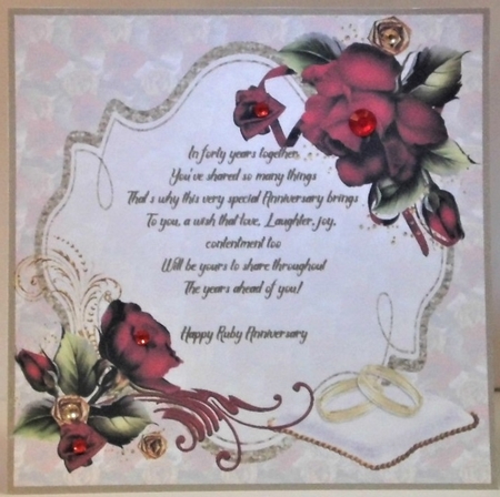 Ruby wedding swans insert by Hazel Underwood