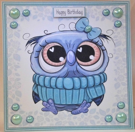 Gorgeous Blue Owl 8x8 by Hazel Underwood