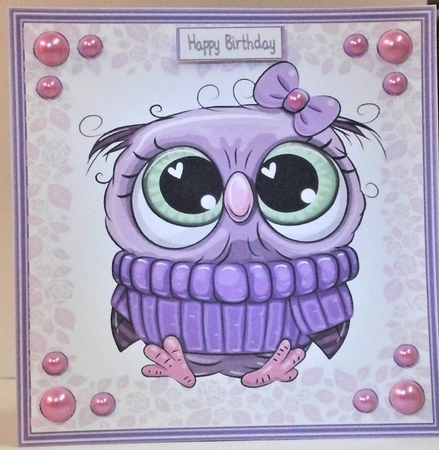 Gorgeous Purple Owl 8x8 by Hazel Underwood