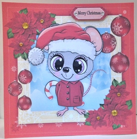 Gorgeous Christmas Mouse With Baubles 8x8 Mini Kit by Hazel Underwood
