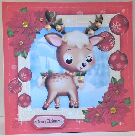 Gorgeous Reindeer With Baubles 8x8 Mini Kit by Hazel Underwood
