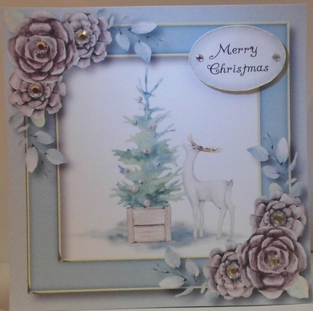 White Stag Christmas Tree 8x8 by Hazel Underwood