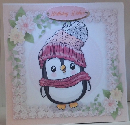 Penguins Pink Wooly Hat by Hazel Underwood