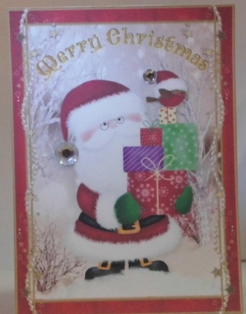 Merry Christmas from Santa A5 Card Front & Decoupage by Hazel Underwood