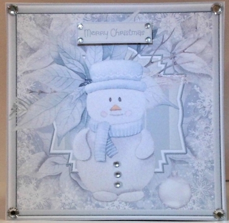 A snowman and poinsettia by Hazel Underwood