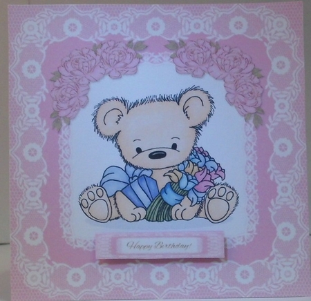 Happy Birthday Teddy Bear Topper by Hazel Underwood