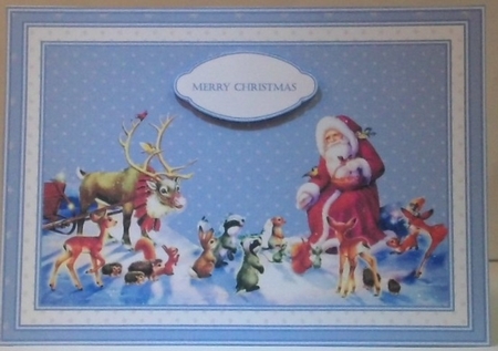 A5 woodland creatures with Santa quick card front by Hazel Underwood
