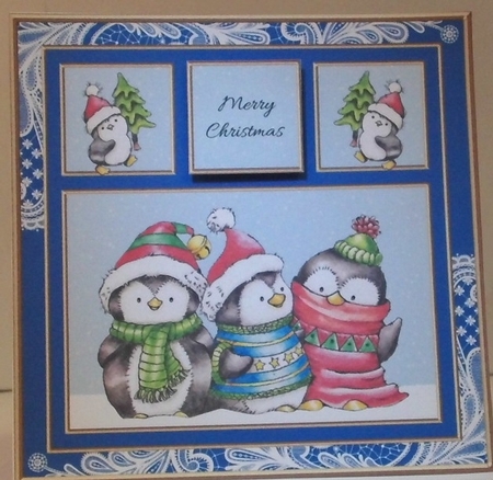 Cute Penguins Holiday Topper (Blue) by Hazel Underwood
