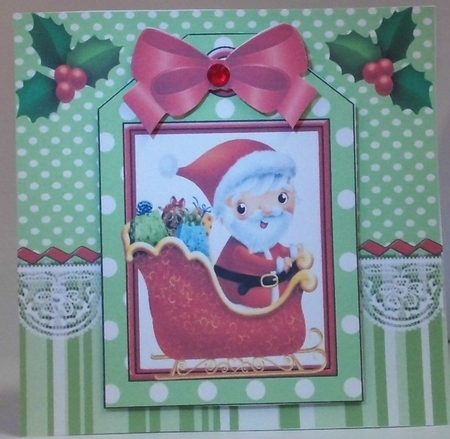  4 whimsical christmas designs on a tag green striped 7x7 frame mini kit by Hazel Underwood