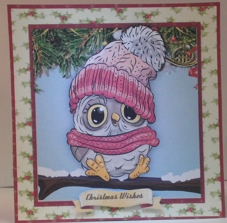 Gorgeous Owl in a Pink Hat by Hazel Underwood
