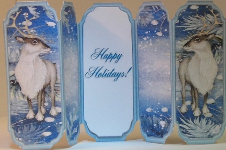 Christmas Reindeers - Slim Five Fold Concertina Card by Hazel Underwood
