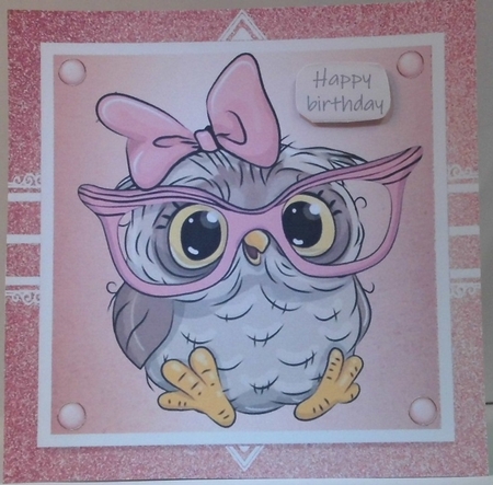 Gorgeous Owl With Glasses In Rose Gold Frame 8x8 by Hazel Underwood