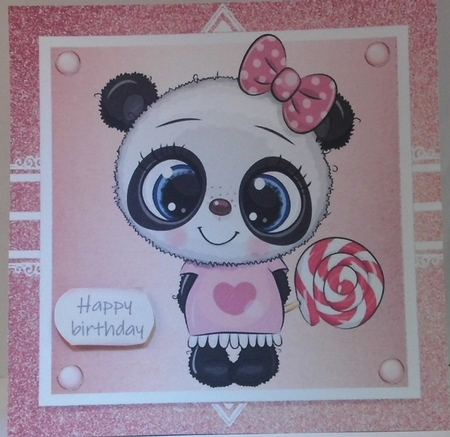 Gorgeous Panda  With bow In Rose Gold Frame 8x8 by Hazel Underwood