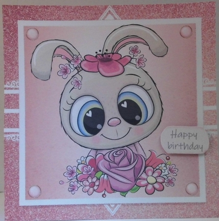 Gorgeous bunny with flowers In Rose Gold Frame 8x8 by Hazel Underwood