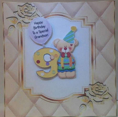 Pretty diamante rose corners with cream quilt frame 8x8 by Hazel Underwood
