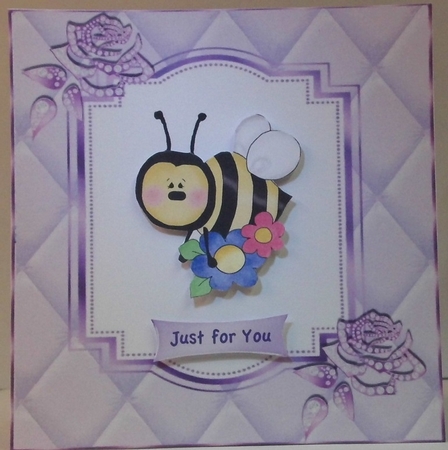 Pretty diamante rose corners with purple quilt frame 8x8 by Hazel Underwood