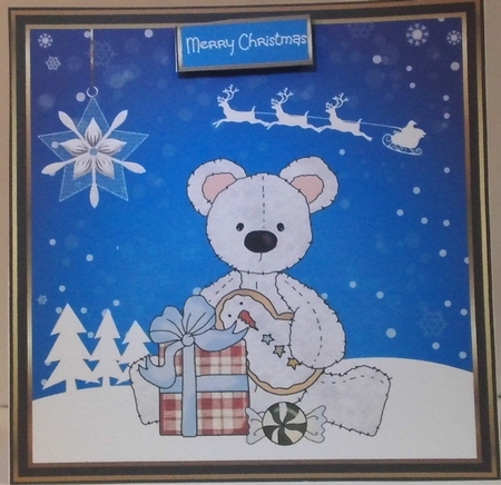 Polar bear with gift by Hazel Underwood