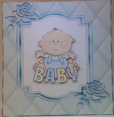 Pretty diamante rose corners with turq quilt frame 8x8 by Hazel Underwood