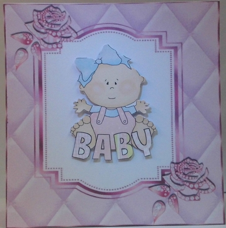 Pretty diamante rose corners with rose pink quilt frame 8x8 by Hazel Underwood