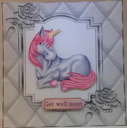 Pretty diamante rose corners with silver quilt card front frame 8x8 by Hazel Underwood