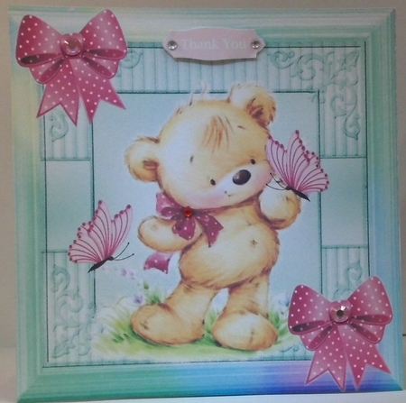  4 Cute teddys in rainbow frames card fronts 8x8 with pyramids mini kit by Hazel Underwood