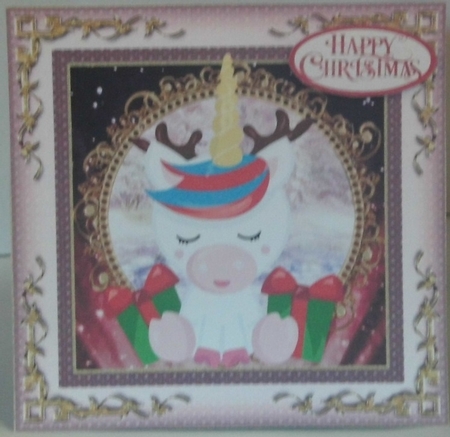 3 Christmas unicorn card fronts/toppers by Hazel Underwood