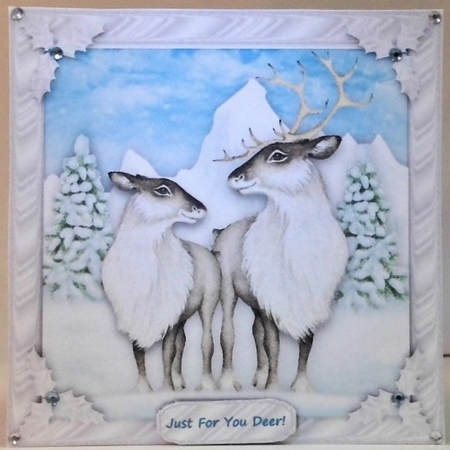 Just For You Deer - Square Card Topper With Decoupage & Assorted Greetings by Hazel Underwood