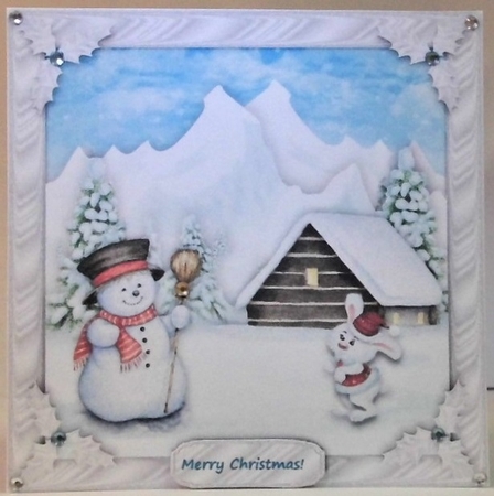 Home For Christmas - Square Card Topper With Decoupage & Assorted Greetings by Hazel Underwood