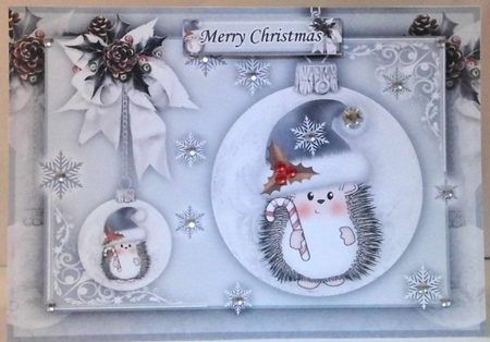 Hedgy With Candy Cane Silver  A5 Mini Kit by Hazel Underwood