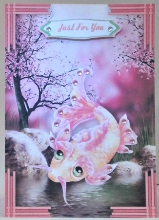 Oriental Koi Carp Card Front by Hazel Underwood