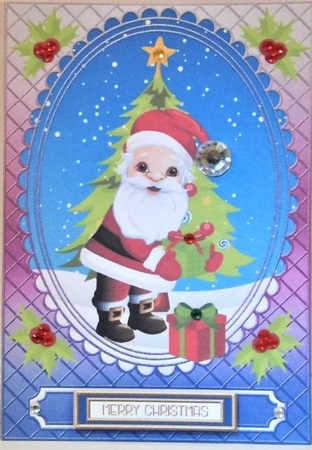 2 Santa Christmas card fronts by Hazel Underwood