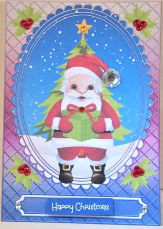 2 Santa Christmas card fronts by Hazel Underwood