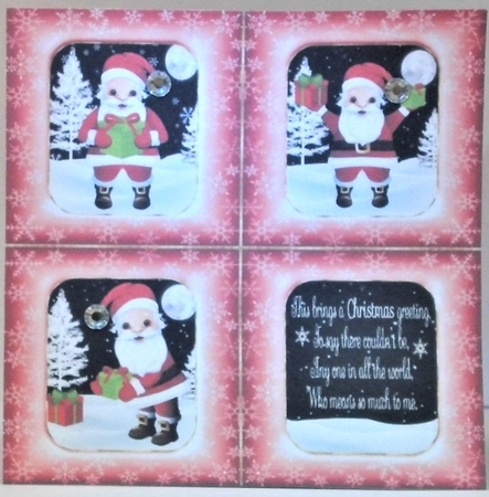 3 Red Santa quad card fronts/toppers by Hazel Underwood