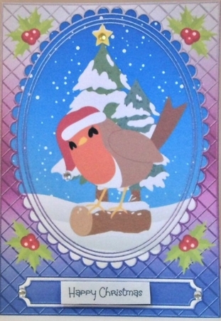 2 Cute Christmas robins card fronts by Hazel Underwood