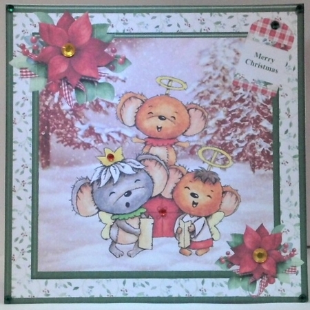 Cute Mice Christmas Carols mini kit & decoupage by Hazel Underwood