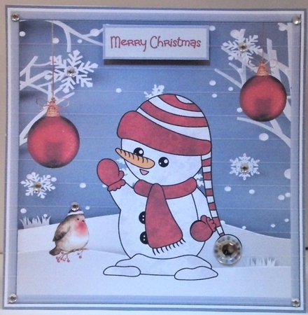 Robin and snowman by Hazel Underwood