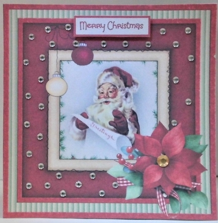 Santa Clause and poinsettia by Hazel Underwood