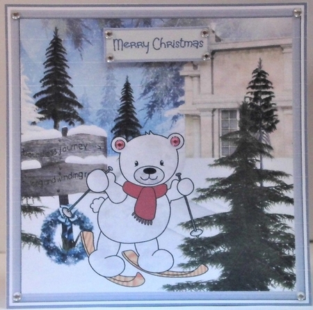 Bear having winter sport by Hazel Underwood