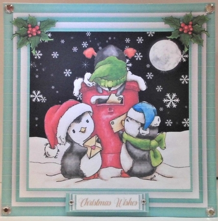 Penguins Christmas Post  by Hazel Underwood