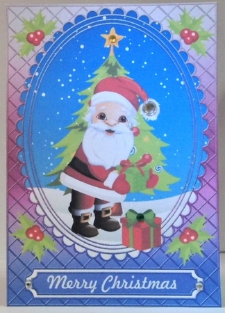 2 Merry Christmas Santa card fronts by Hazel Underwood
