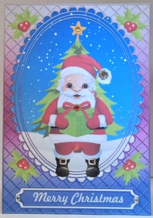2 Merry Christmas Santa card fronts by Hazel Underwood