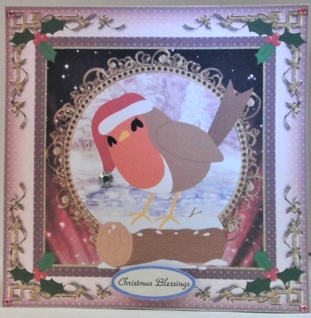 3 Christmas robins card fronts/toppers by Hazel Underwood