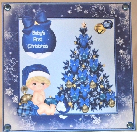  baby blue first chistmas approx 7x7 by Hazel Underwood
