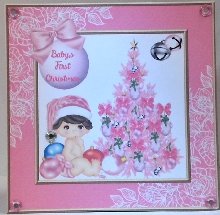  baby pink first chistmas approx 7x7 by Hazel Underwood