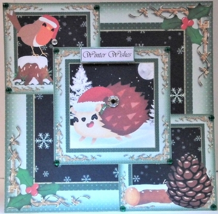 3 All about the hedgehog and robin card fronts/toppers by Hazel Underwood