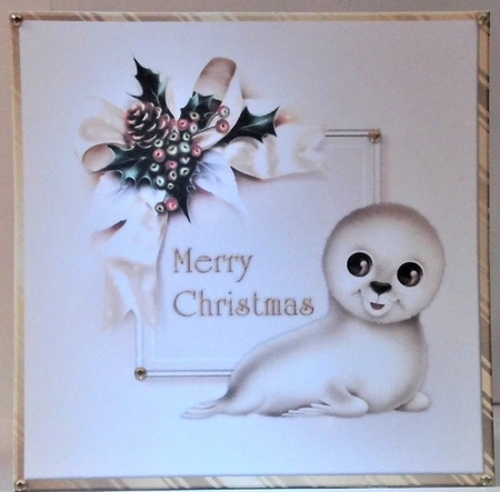 Cute Christmas Seal Quick card by Hazel Underwood