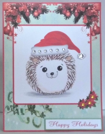Hedgehog Christmas greeting card by Hazel Underwood
