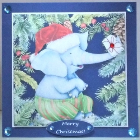 Christmas Elephant 6 X 6 Card Topper & Assorted Greetings by Hazel Underwood